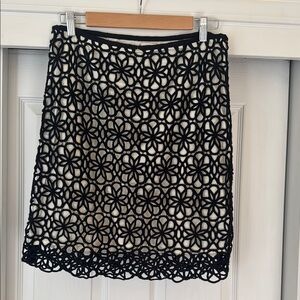 Anthropologie Elegant Black Floral Lace Skirt